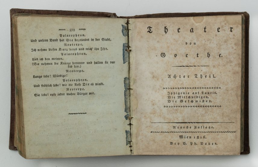 Goethe drámafordítás-kötete Jókai könyvtárából