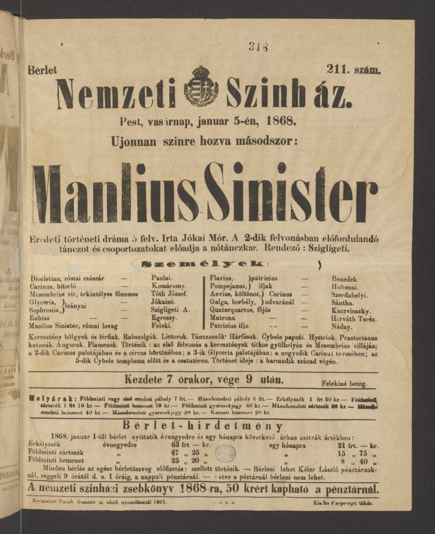 Jókai Mór: Manlius Sinister