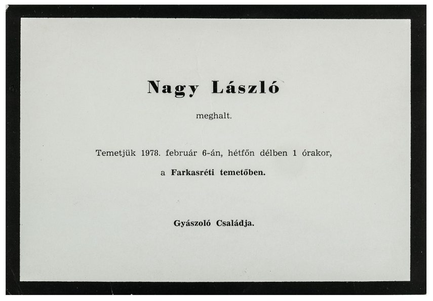 Nagy László gyászjelentése