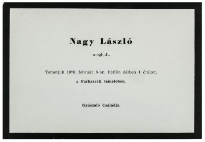 Nagy László gyászjelentése